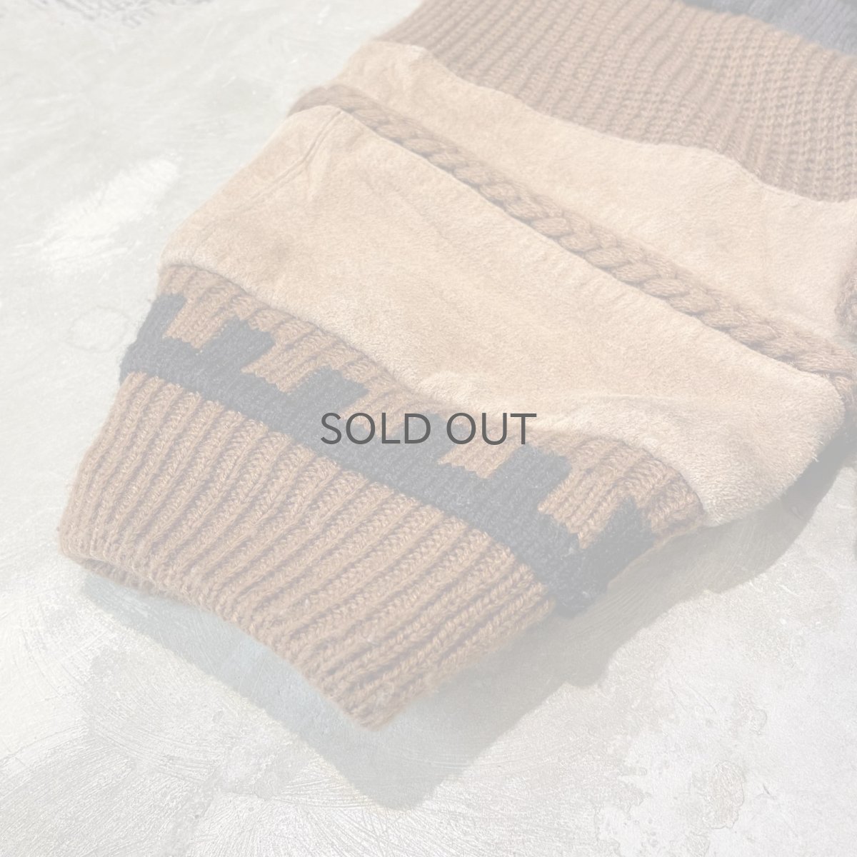 画像7: REAL LEATHER × KNIT SWITCHED SWEATER / Mens XXL (7)