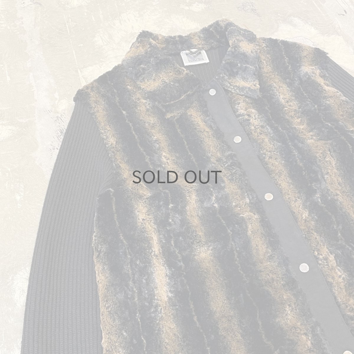 画像3: STRIPE PATTERN FAUX FUR SWITCHED KNIT SHIRT JACKET / Mens M~L / MADE IN ITALY (3)