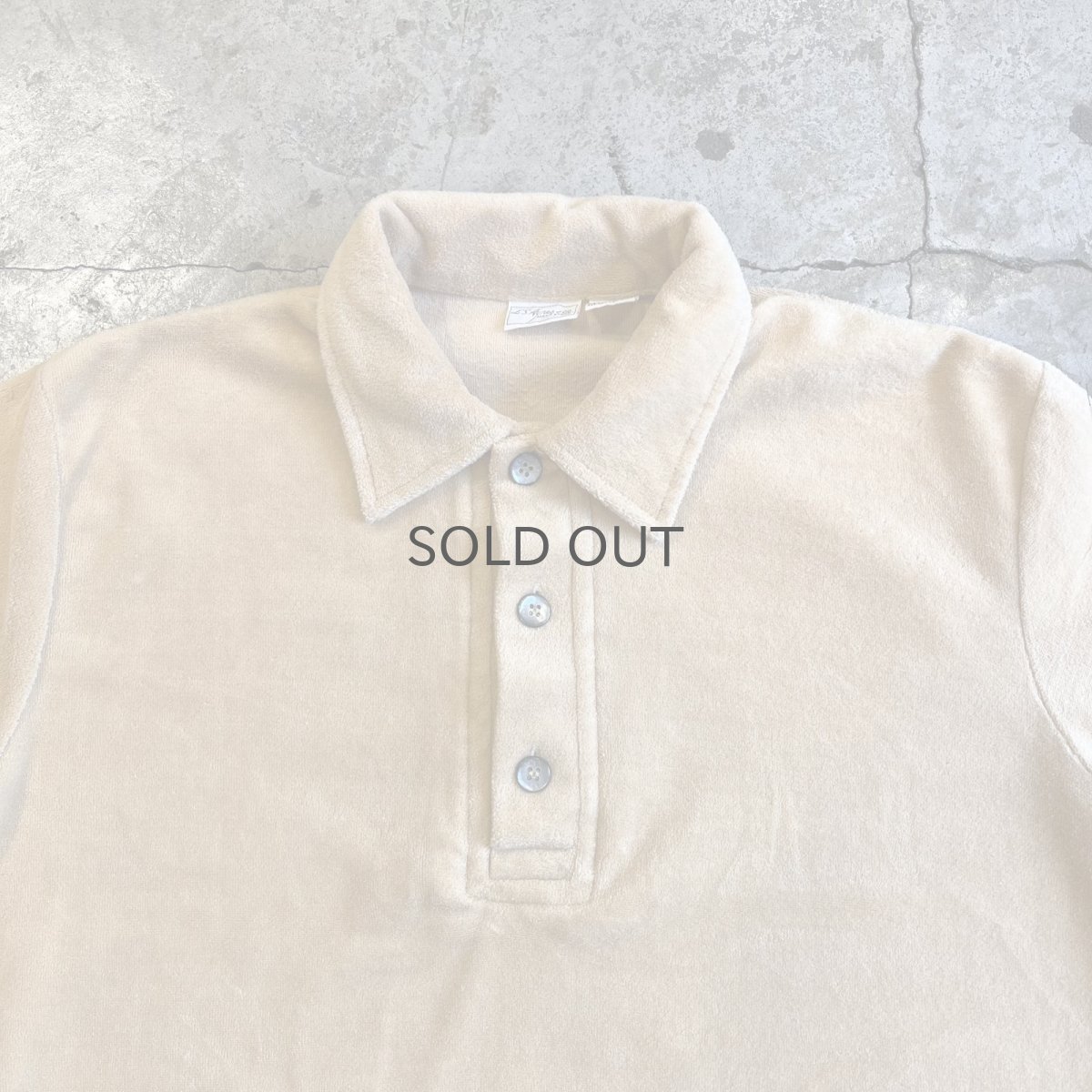 画像8: BEIGE COLOR FRONT BUTTON DESIGN VELVET L/S POLO TOPS / Ladies M (8)