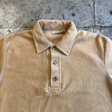 画像8: BEIGE COLOR FRONT BUTTON DESIGN VELVET L/S POLO TOPS / Ladies M (8)
