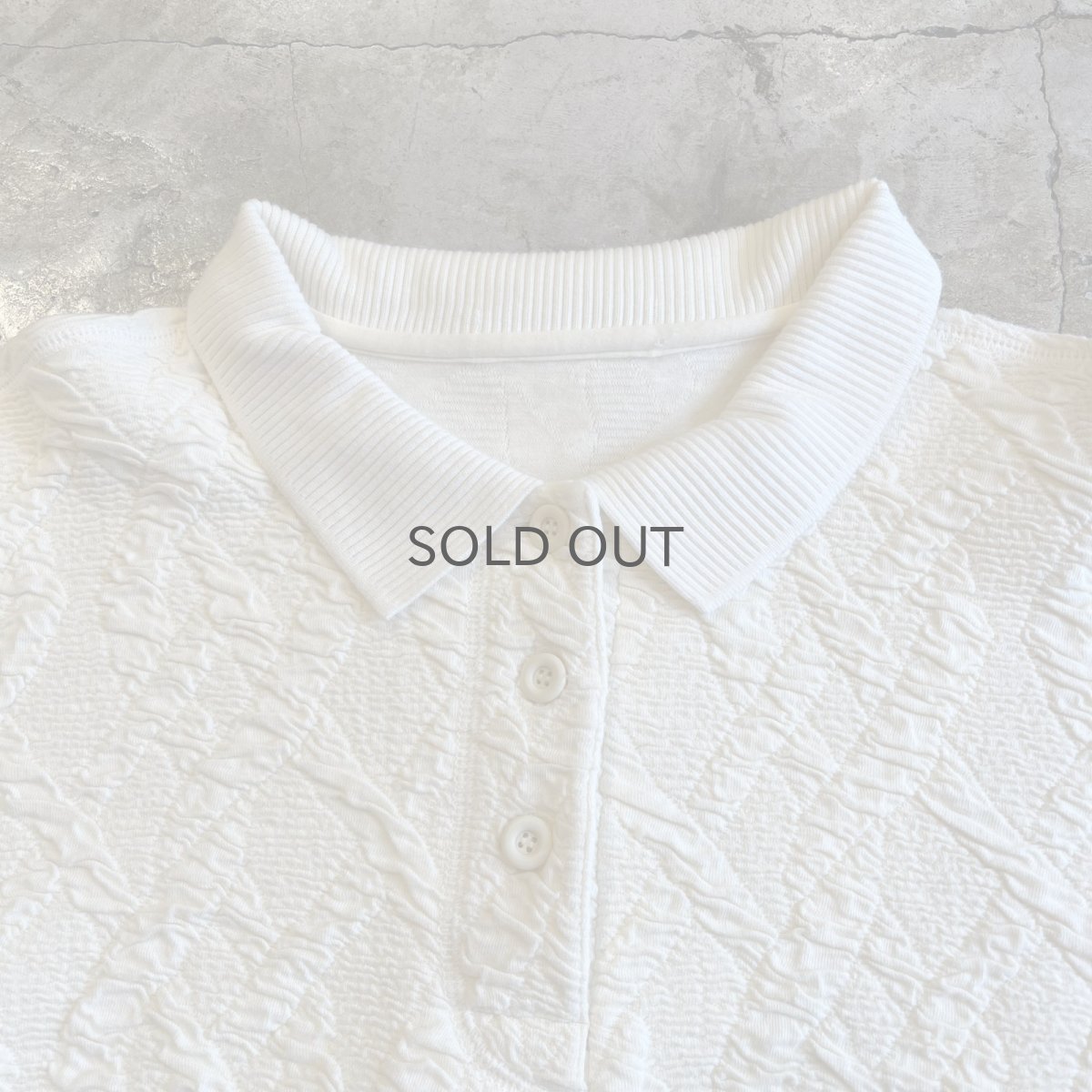 画像10: ALL OVER EMBOSS VOLUME SLEEVE DESIGN L/S POLO TOPS / Ladies M (10)