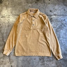 画像1: BEIGE COLOR FRONT BUTTON DESIGN VELVET L/S POLO TOPS / Ladies M (1)