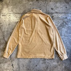 画像2: BEIGE COLOR FRONT BUTTON DESIGN VELVET L/S POLO TOPS / Ladies M (2)