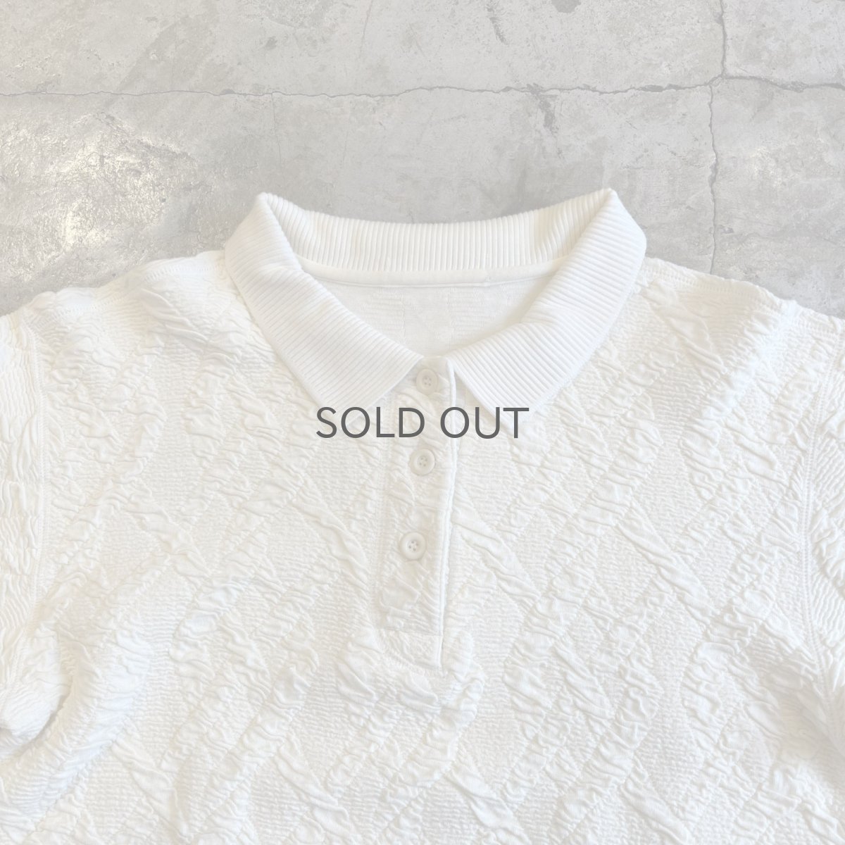 画像8: ALL OVER EMBOSS VOLUME SLEEVE DESIGN L/S POLO TOPS / Ladies M (8)