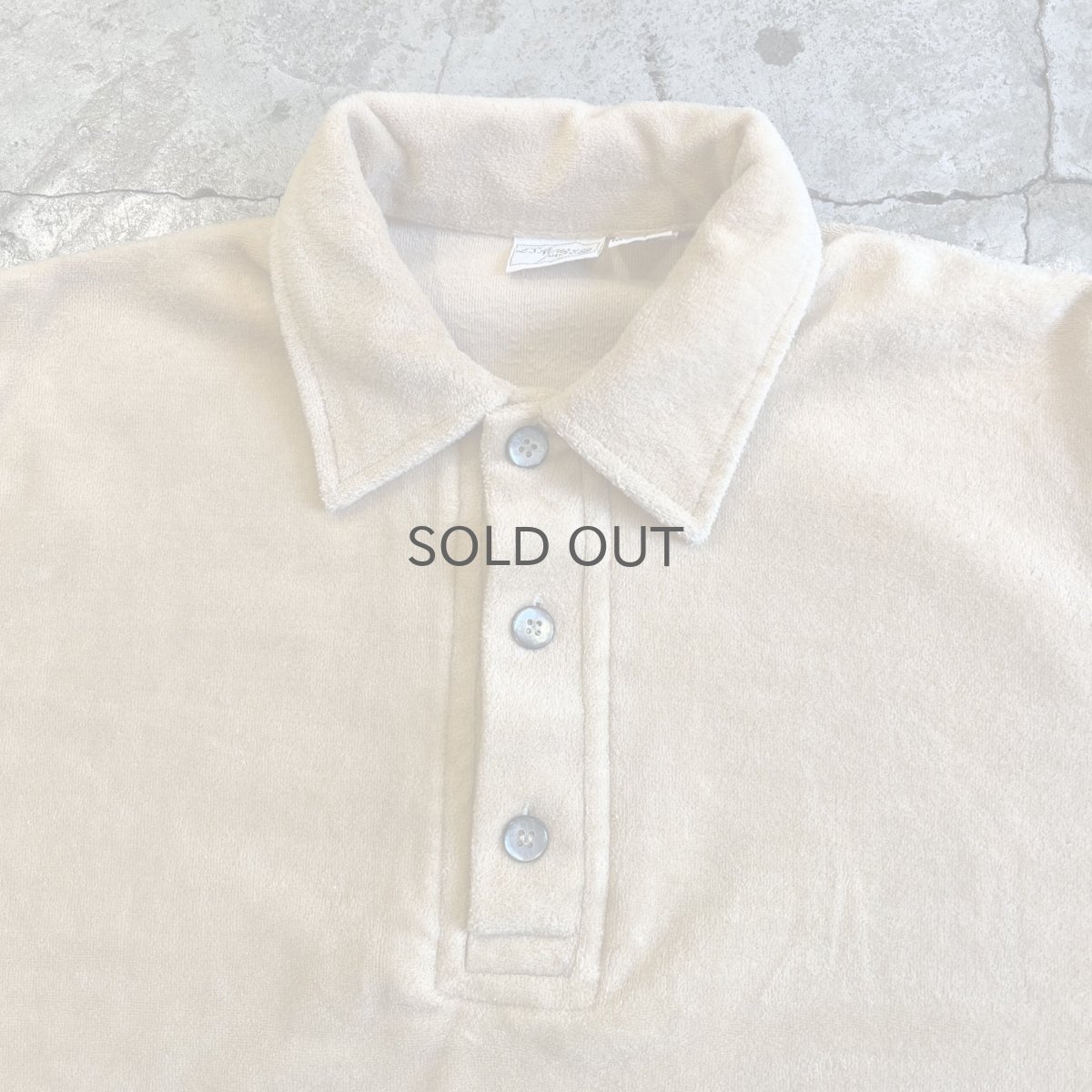 画像10: BEIGE COLOR FRONT BUTTON DESIGN VELVET L/S POLO TOPS / Ladies M (10)