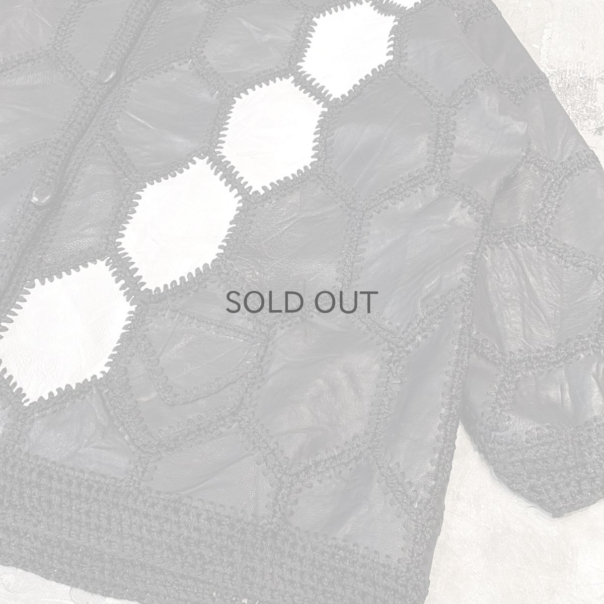 画像6: BICOLOR REAL LEATHER PATCHWORK CARDIGAN / Mens L (6)
