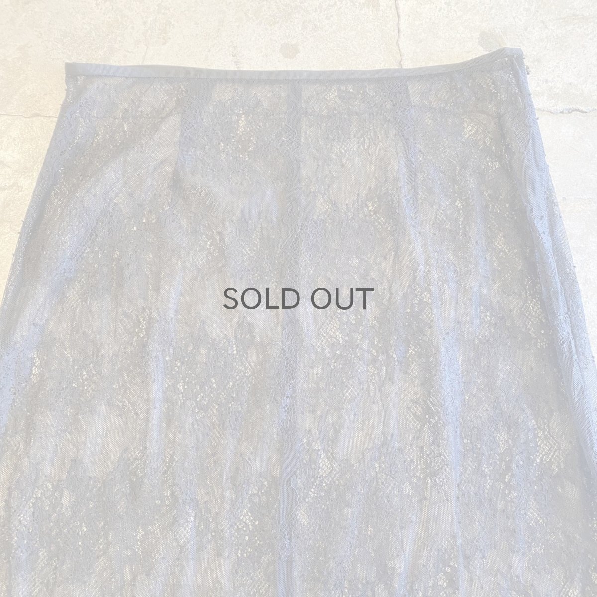 画像4: BLACK COLOR LACE SHEER BACK SLIT SKIRT / W30 (4)