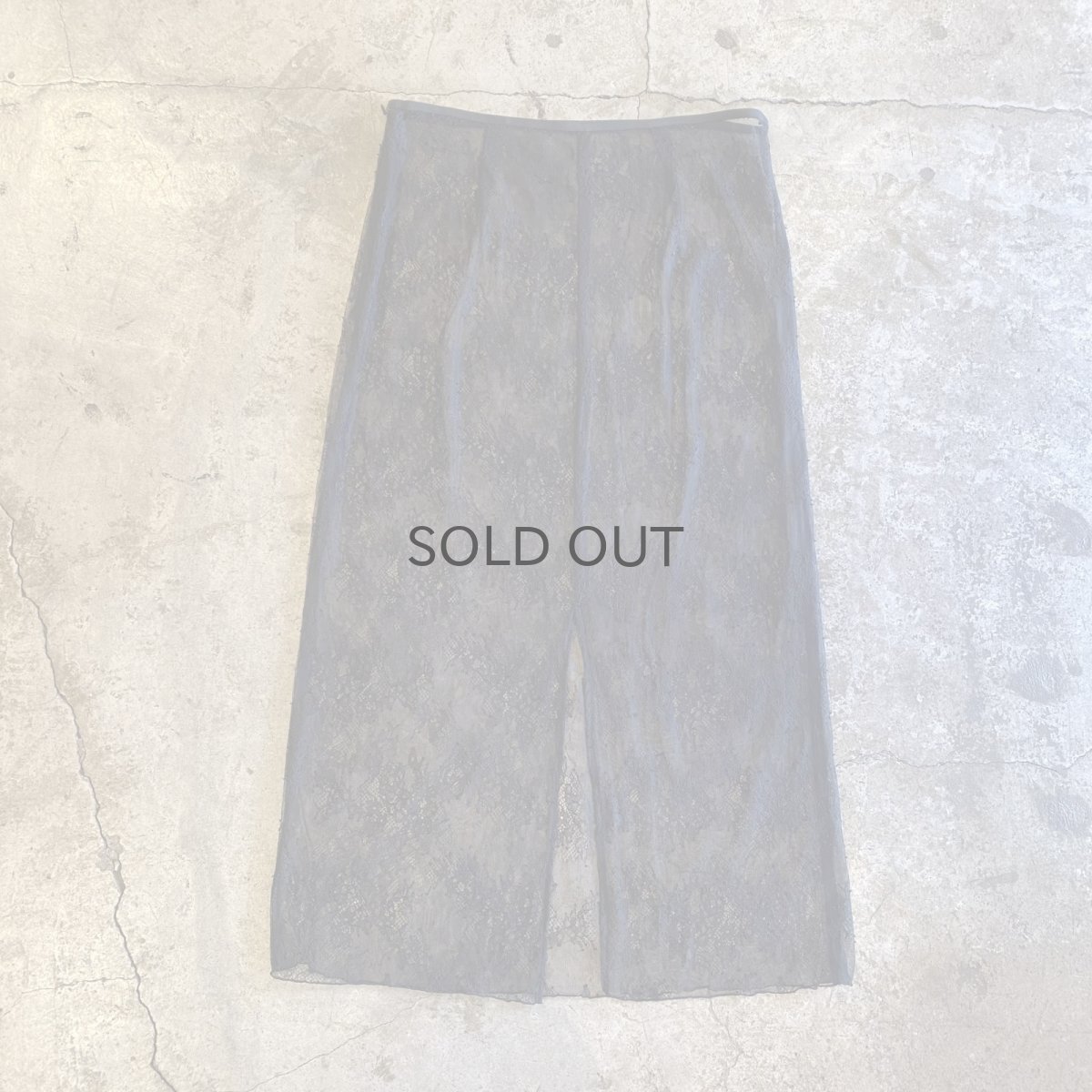 画像2: BLACK COLOR LACE SHEER BACK SLIT SKIRT / W30 (2)