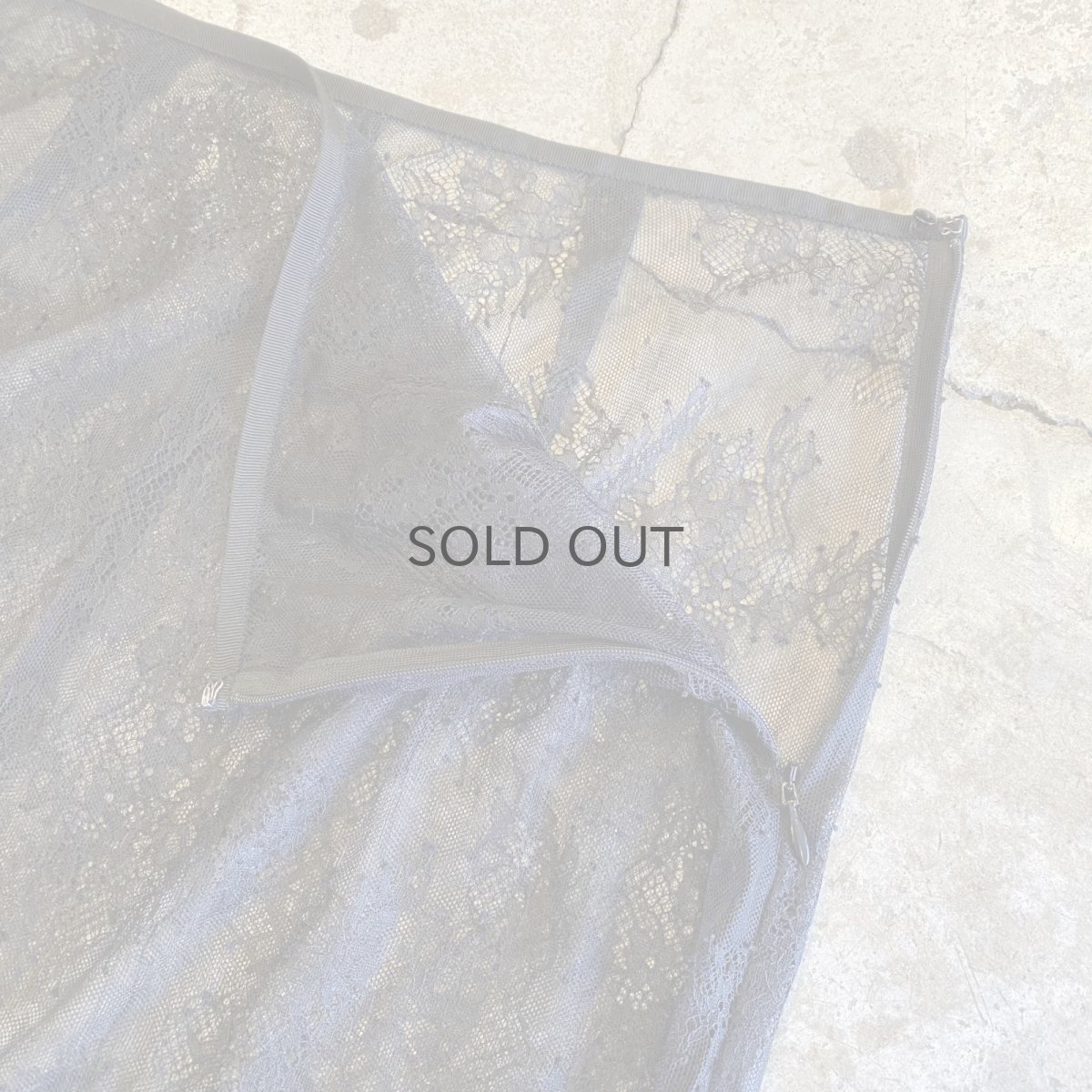 画像5: BLACK COLOR LACE SHEER BACK SLIT SKIRT / W30 (5)