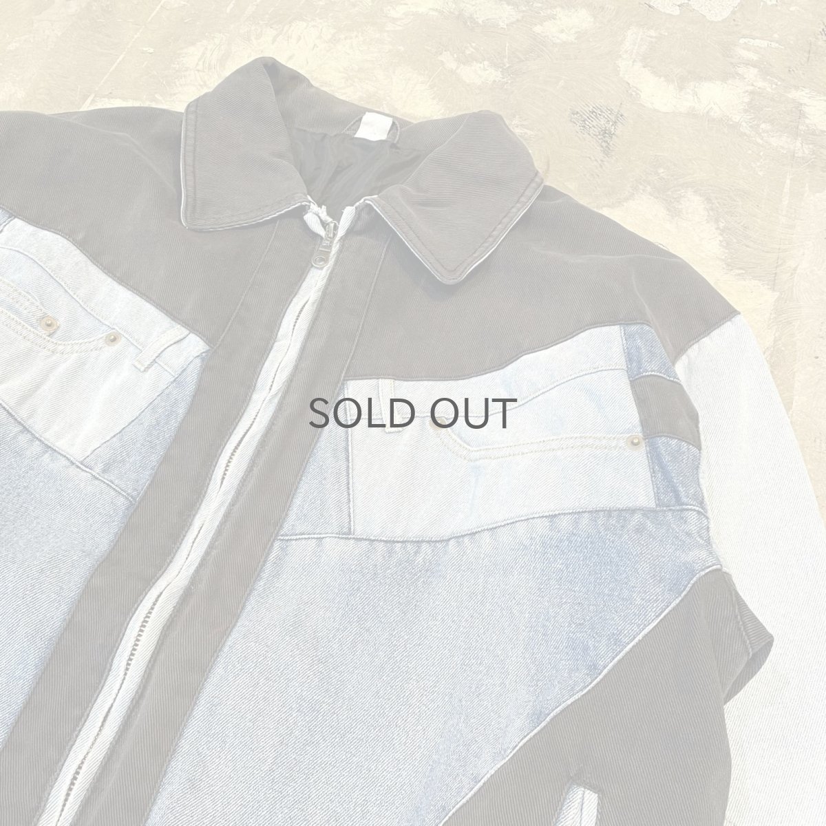 画像4: MULTI DENIM PATCHWORK ZIP UP JACKET / Mens XL (4)