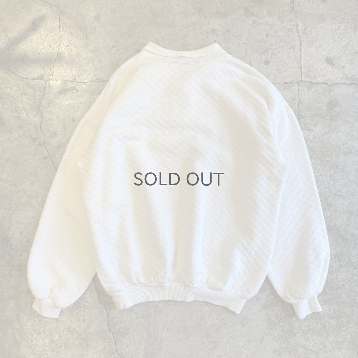 画像2: EMBOSS PATTERN DESIGN VOLUME SLEEVE COTTON L/S POLO TOPS / Ladies L / MADE IN USA (2)