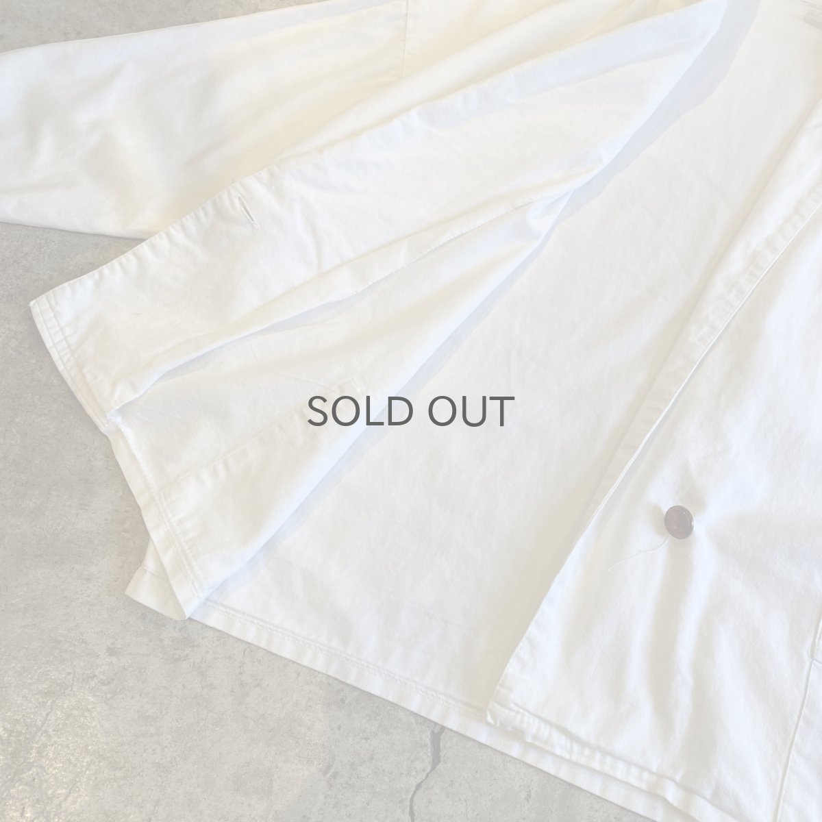 画像12: WHITE COLOR DOLMAN SLEEVE DESIGN COTTON DOUBLE JACKET / Ladies L (12)