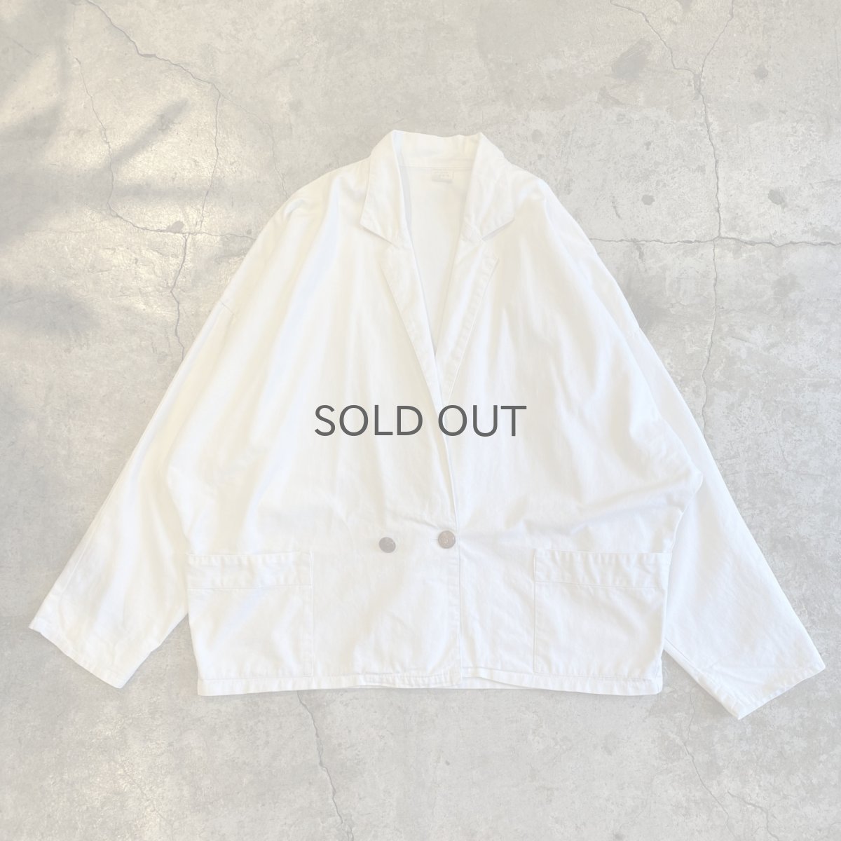 画像1: WHITE COLOR DOLMAN SLEEVE DESIGN COTTON DOUBLE JACKET / Ladies L (1)