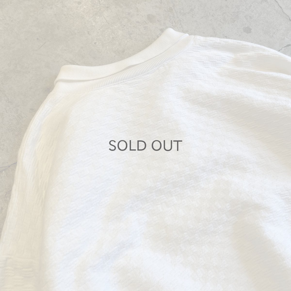 画像11: EMBOSS PATTERN DESIGN VOLUME SLEEVE COTTON L/S POLO TOPS / Ladies L / MADE IN USA (11)