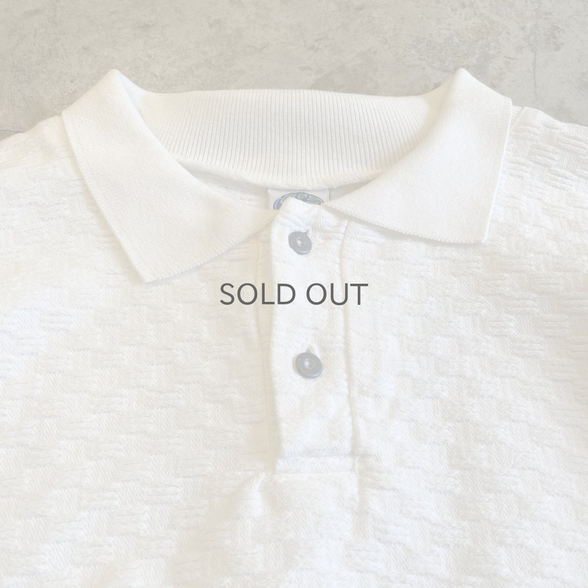 画像4: EMBOSS PATTERN DESIGN VOLUME SLEEVE COTTON L/S POLO TOPS / Ladies L / MADE IN USA (4)