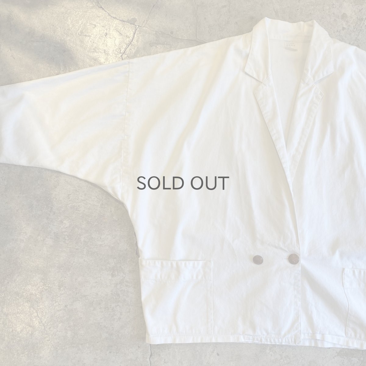 画像8: WHITE COLOR DOLMAN SLEEVE DESIGN COTTON DOUBLE JACKET / Ladies L (8)