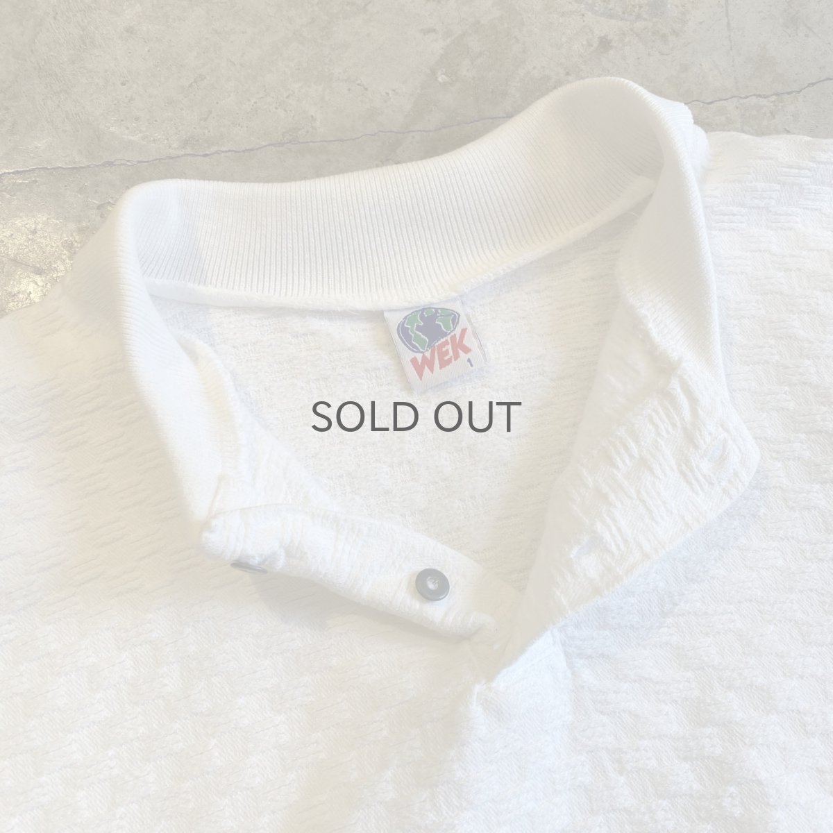 画像8: EMBOSS PATTERN DESIGN VOLUME SLEEVE COTTON L/S POLO TOPS / Ladies L / MADE IN USA (8)