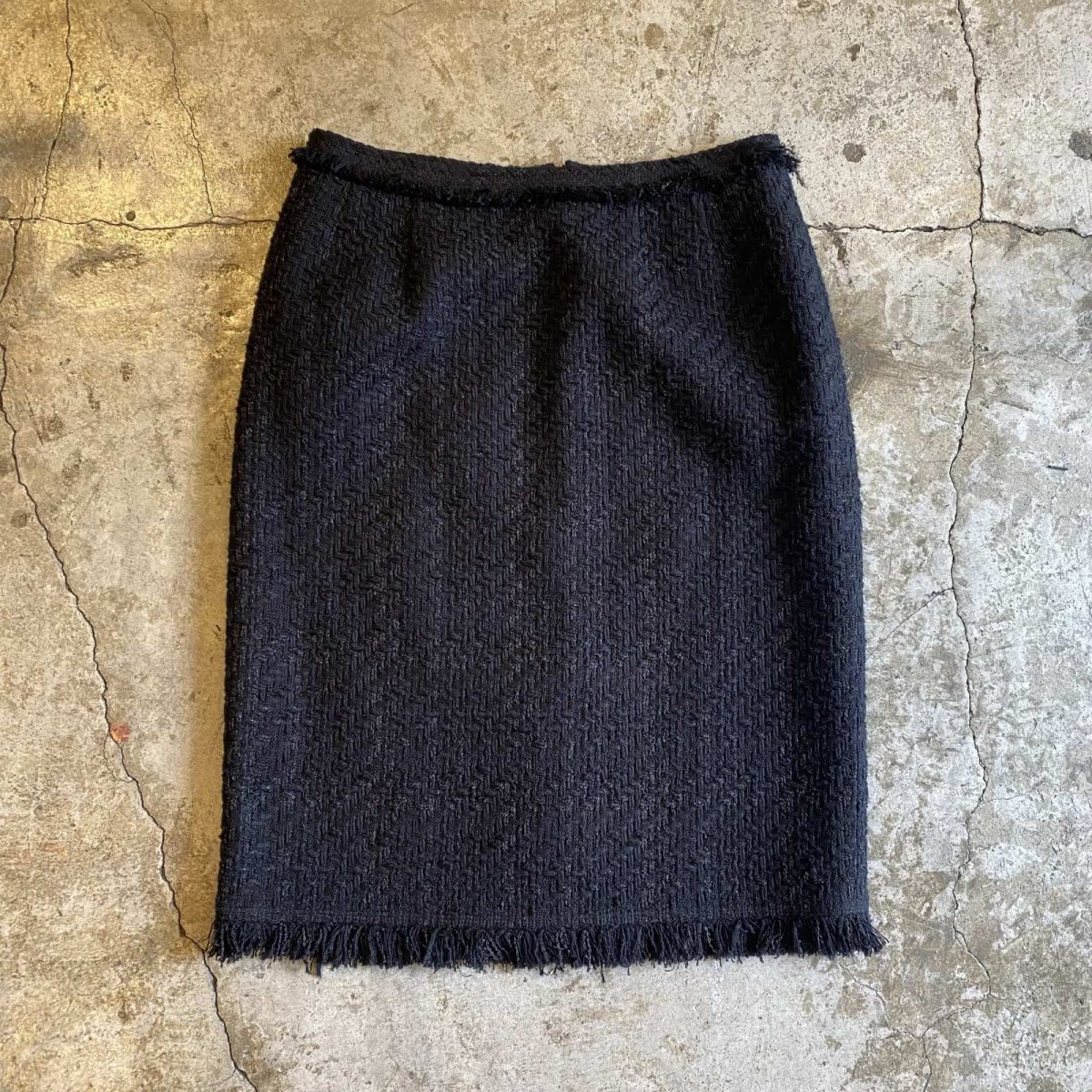 画像1: TWEED DESIGN FRINGE KNIT DESIGN SKIRT / W27 (1)