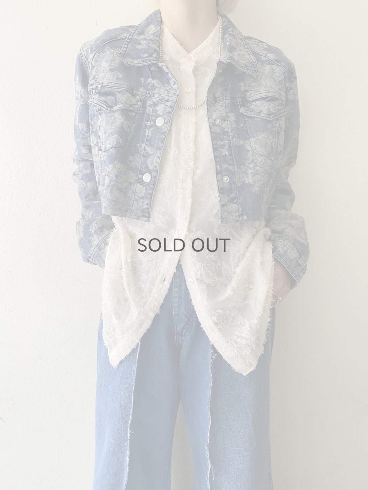 画像14: FLORAL PATTERN SHORT DESIGN DENIM JACKET / Ladies M (14)