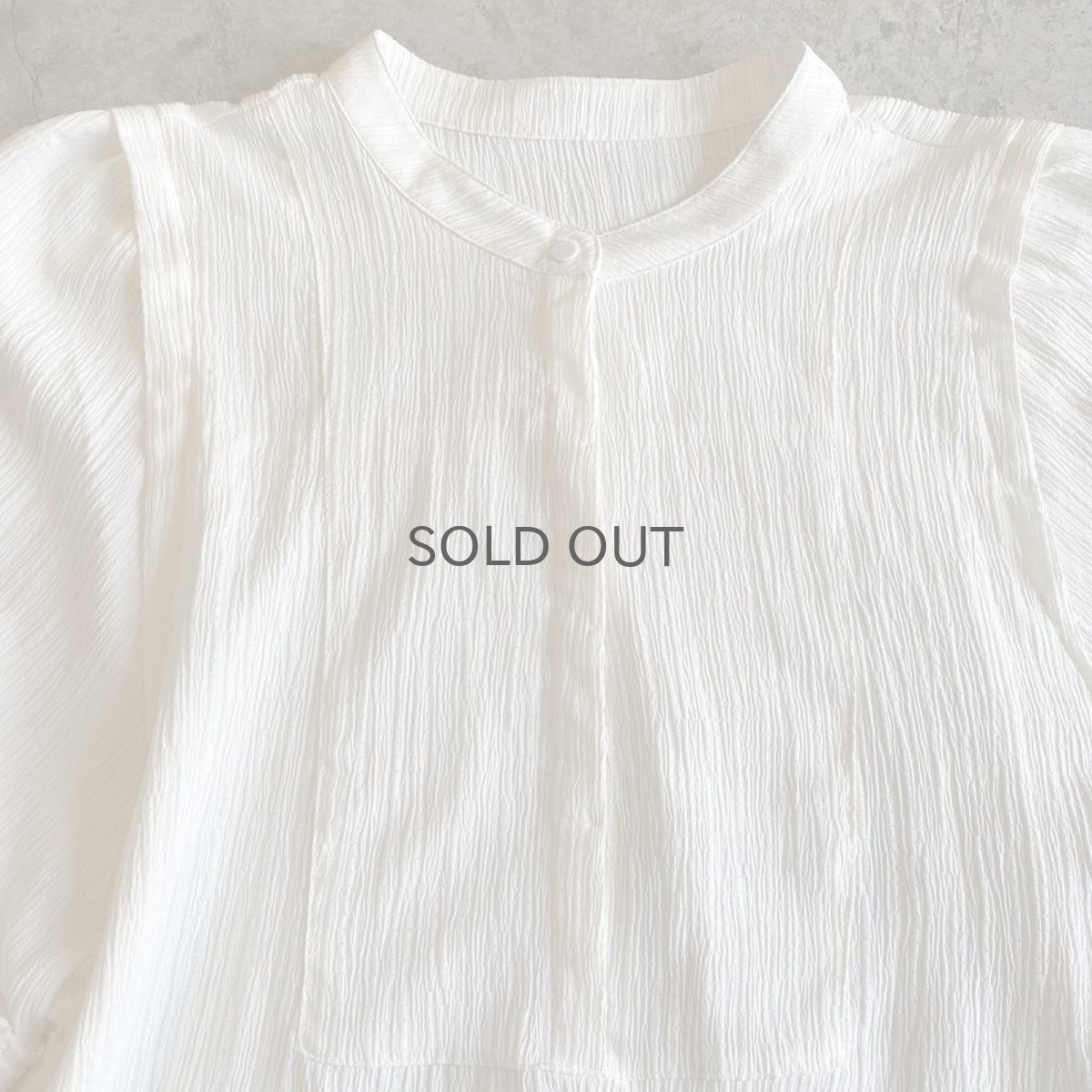 画像7: NO COLLAR VOLUME SLEEVE L/S SHEER BLOUSE / Ladies L (7)