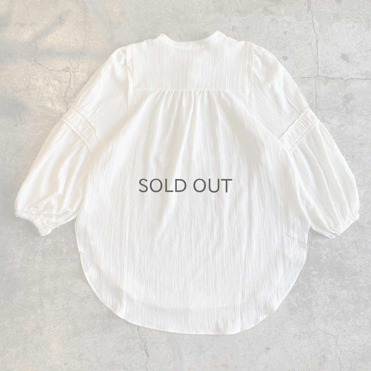 画像2: NO COLLAR VOLUME SLEEVE L/S SHEER BLOUSE / Ladies L (2)