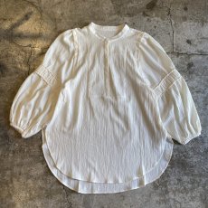 画像1: NO COLLAR VOLUME SLEEVE L/S SHEER BLOUSE / Ladies L (1)