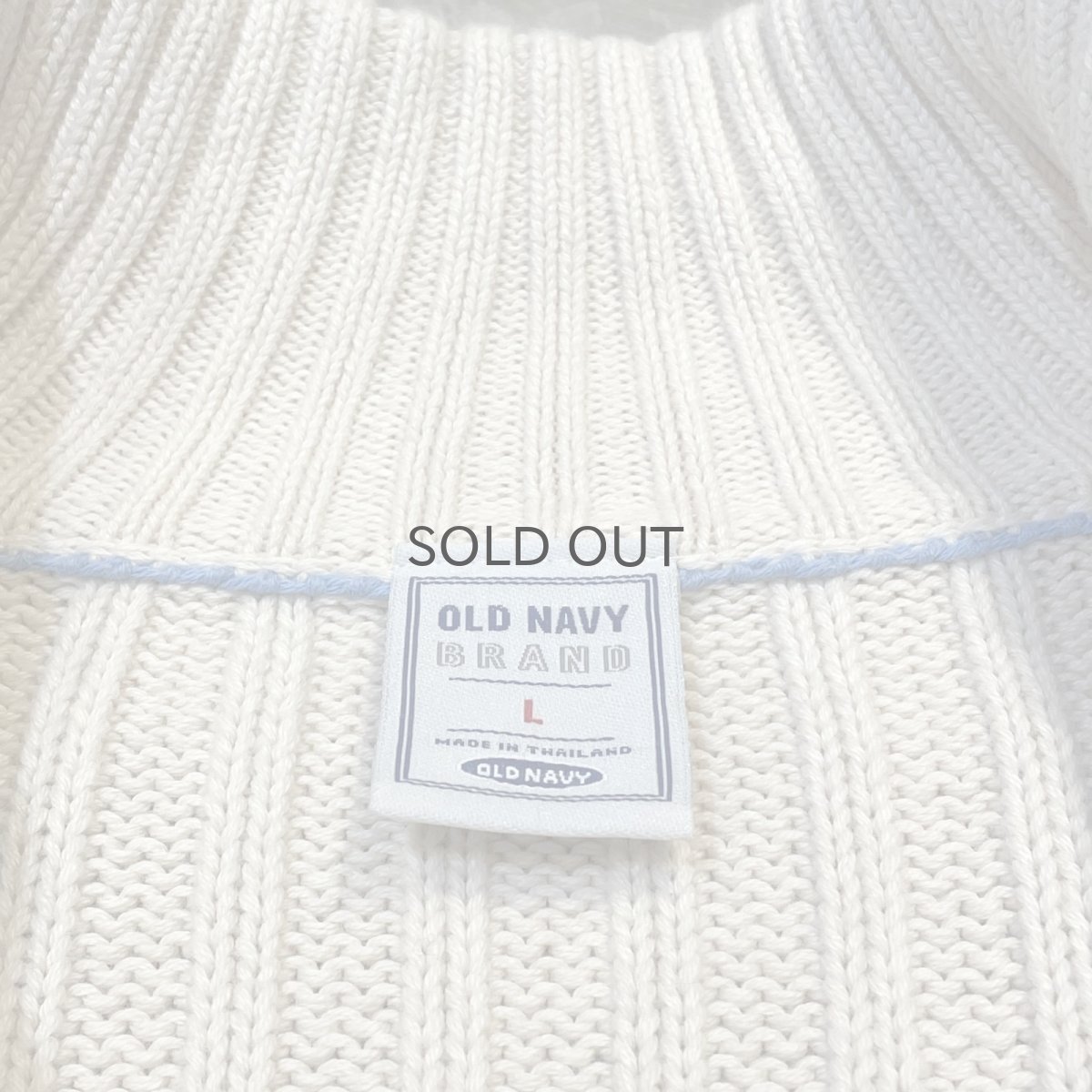画像10: CRASH DAMAGE HALF ZIP COTTON KNIT SWEATER / Mens L (10)