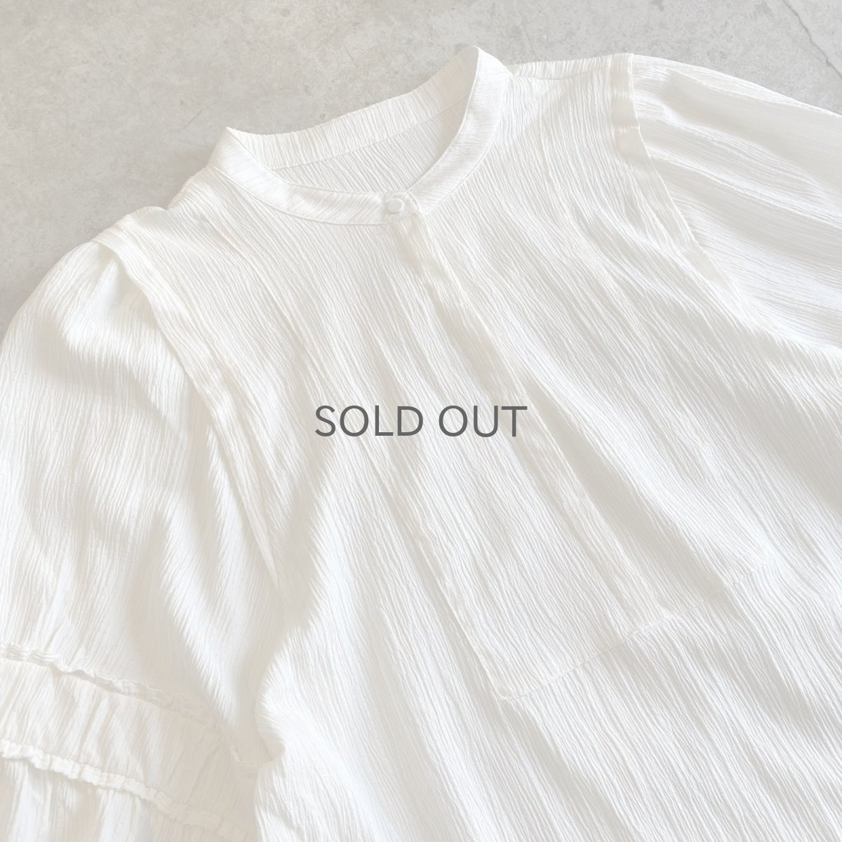 画像3: NO COLLAR VOLUME SLEEVE L/S SHEER BLOUSE / Ladies L (3)