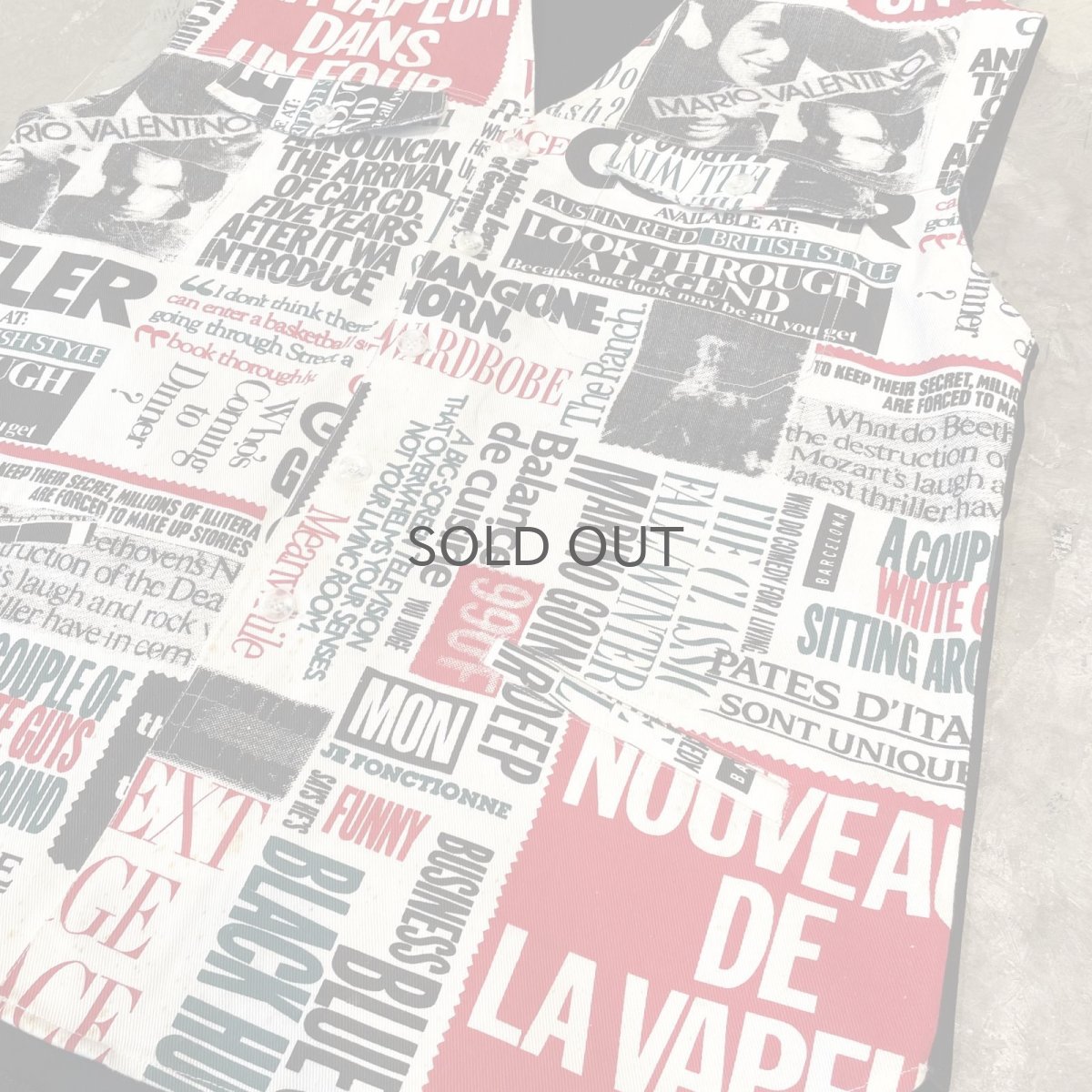 画像6: FRONT NEWSPAPER GRAPHIC PATTERN VEST / Mens L (6)