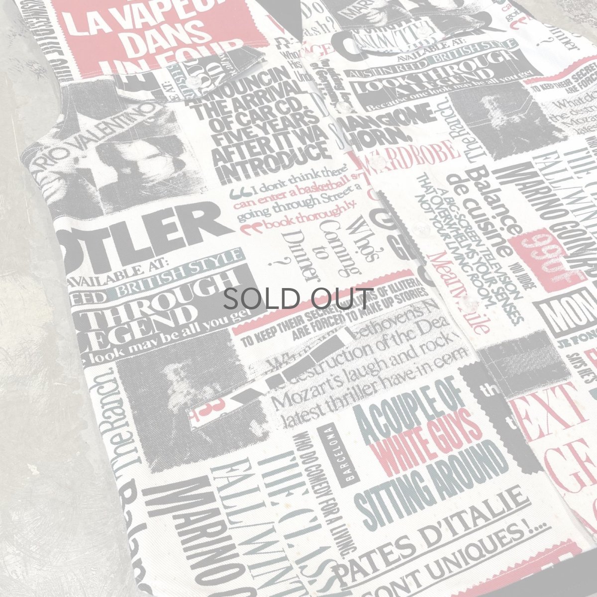 画像5: FRONT NEWSPAPER GRAPHIC PATTERN VEST / Mens L (5)