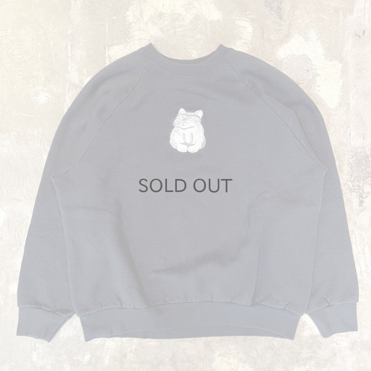画像1: CAT EMBROIDERY RAGLAN SLEEVE SWEAT / Mens L (1)
