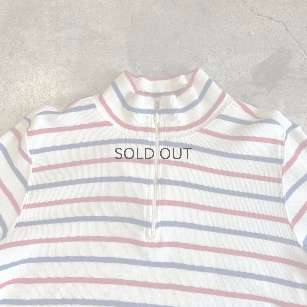 画像8: 【L.L.BEAN】2 COLOR BORDER PATTERN HALF ZIP DESIGN RIB L/S TOPS /  Ladies S~M(M) (8)