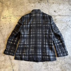 画像2: MONOCHROME COLOR CHECK ALL OVER PATTERN SHEER DESIGN JACKET / Ladies M(40) (2)