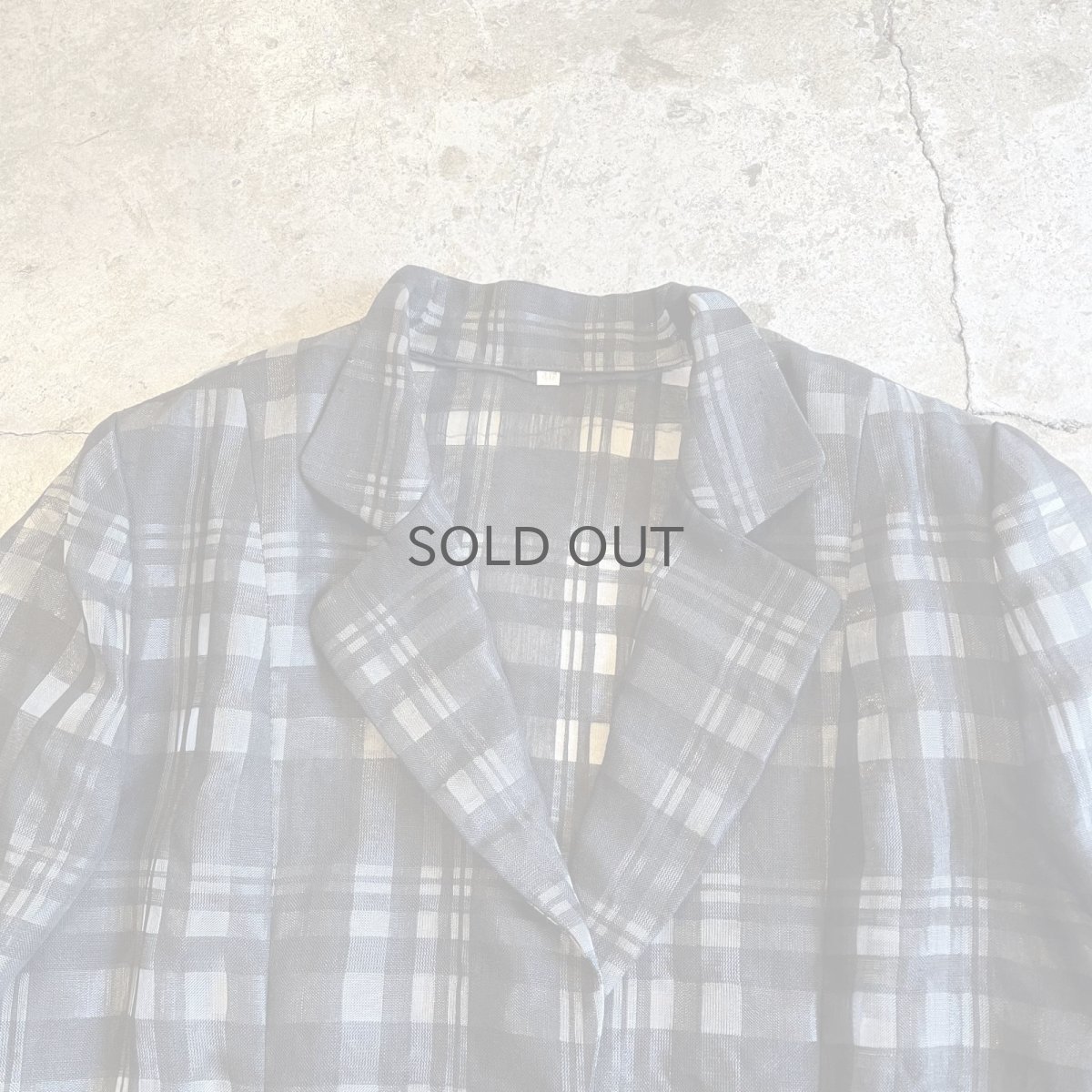 画像8: MONOCHROME COLOR CHECK ALL OVER PATTERN SHEER DESIGN JACKET / Ladies M(40) (8)