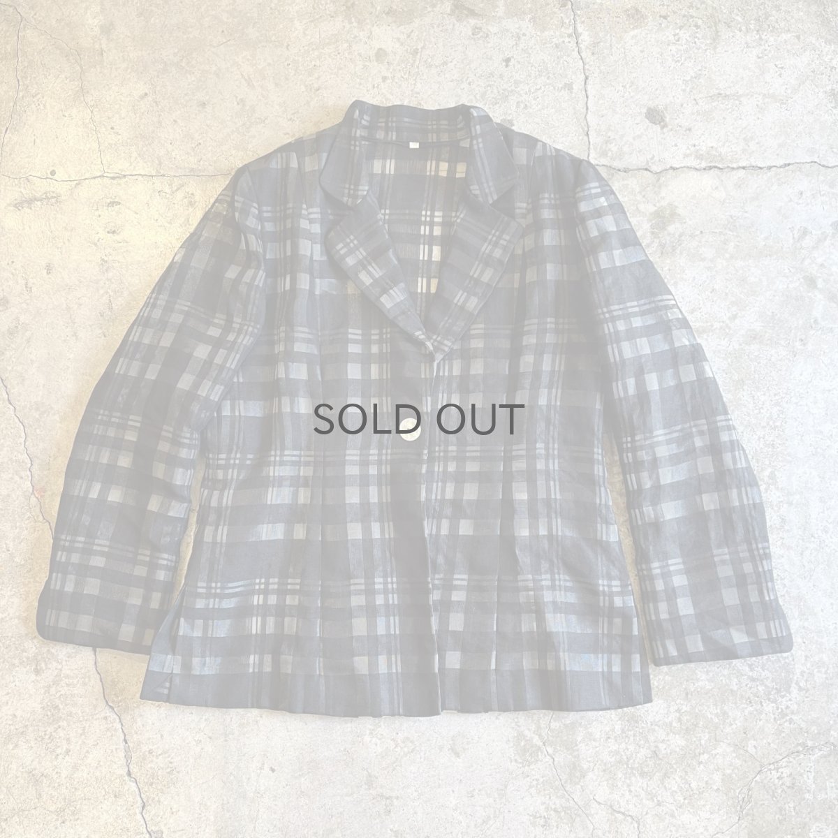 画像1: MONOCHROME COLOR CHECK ALL OVER PATTERN SHEER DESIGN JACKET / Ladies M(40) (1)