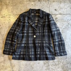 画像1: MONOCHROME COLOR CHECK ALL OVER PATTERN SHEER DESIGN JACKET / Ladies M(40) (1)