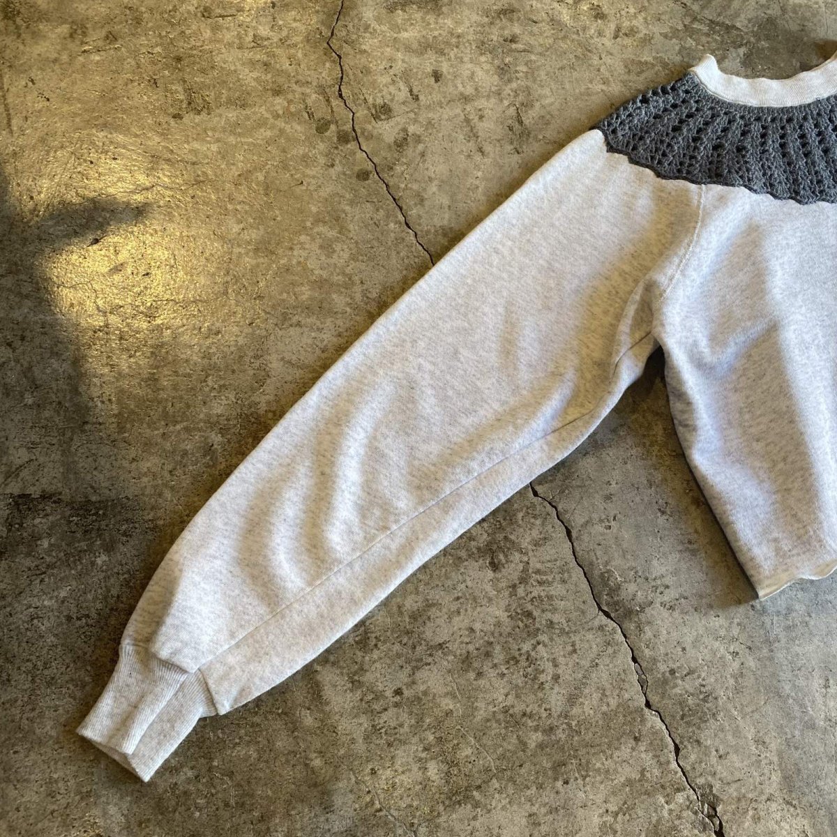 画像6: KNIT COLLAR DESIGN SHORT L/S SWEAT / Ladies L(M) / MADE IN USA (6)