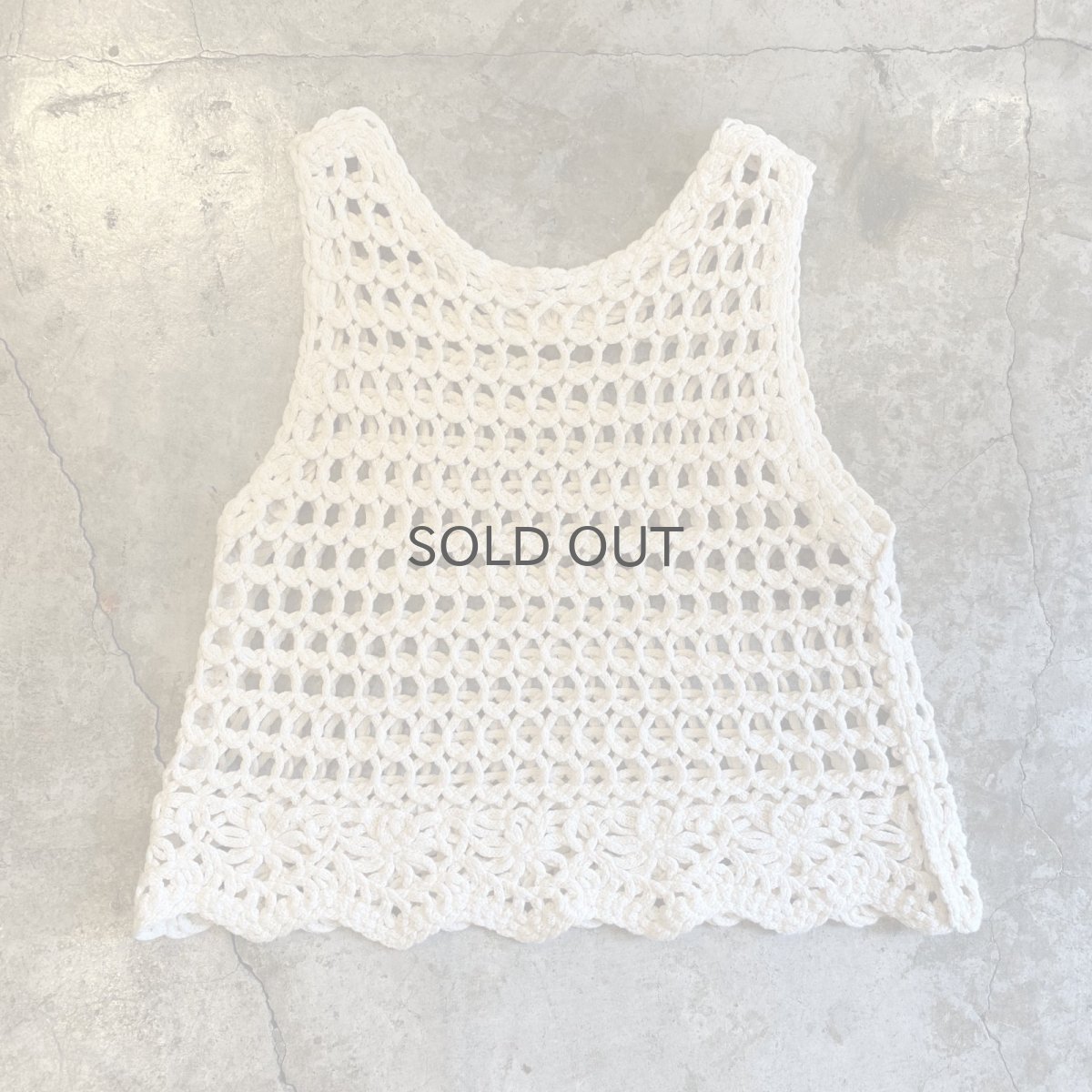 画像2: IVORY COLOR DESIGN PATTERN CROCHET VEST / Ladies M (2)