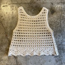 画像2: IVORY COLOR DESIGN PATTERN CROCHET VEST / Ladies M (2)