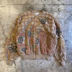 画像1: EMBOSS FLOWER ART ALL OVER PATTERN ZIP UP JACKET / Ladies XL(L) (1)