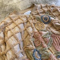画像3: EMBOSS FLOWER ART ALL OVER PATTERN ZIP UP JACKET / Ladies XL(L) (3)