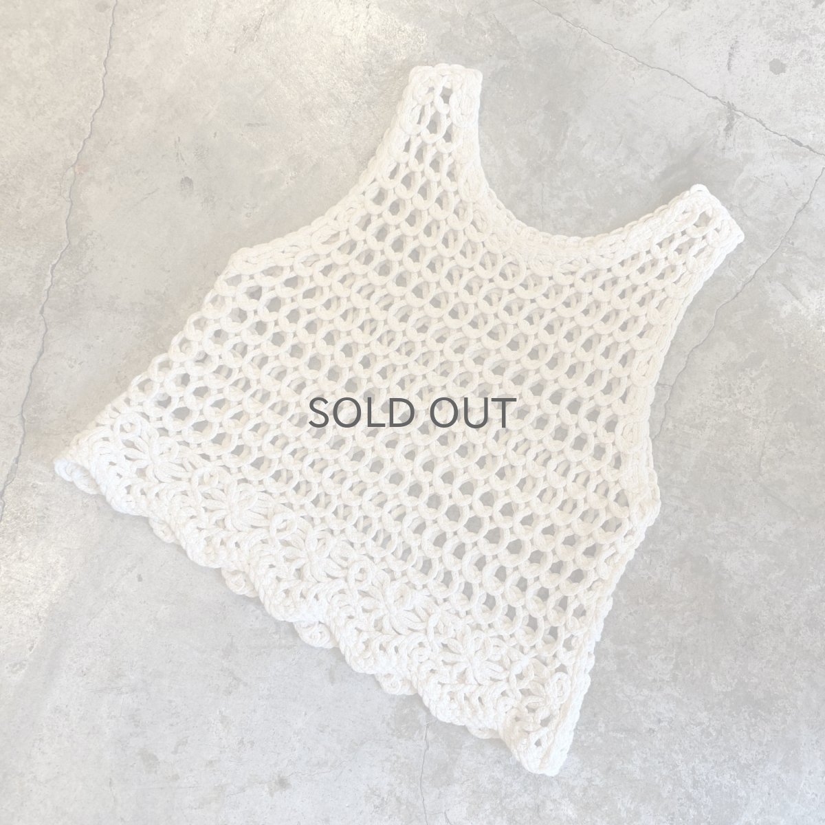 画像4: IVORY COLOR DESIGN PATTERN CROCHET VEST / Ladies M (4)