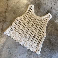 画像4: IVORY COLOR DESIGN PATTERN CROCHET VEST / Ladies M (4)