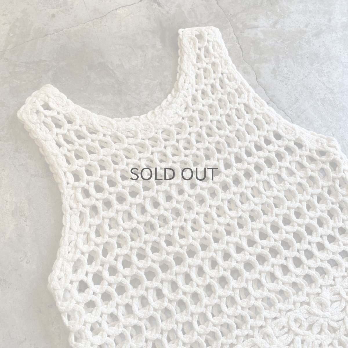 画像3: IVORY COLOR DESIGN PATTERN CROCHET VEST / Ladies M (3)