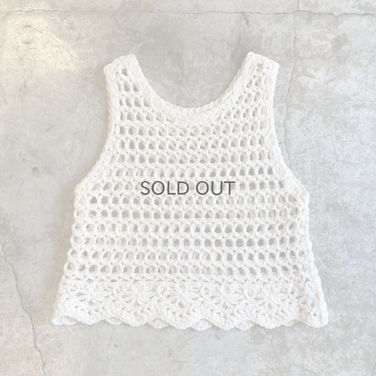 画像1: IVORY COLOR DESIGN PATTERN CROCHET VEST / Ladies M (1)