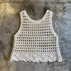 画像1: IVORY COLOR DESIGN PATTERN CROCHET VEST / Ladies M (1)