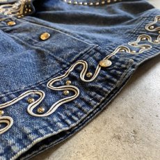画像13: STRING ART PATTERN STUDS DESIGN SHORT DENIM JACKET / Ladies M (13)
