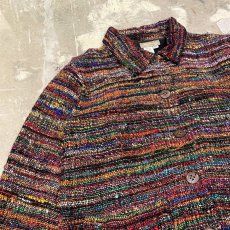 画像3: COLOR MIX BORDER PATTERN SILK JACKET / Mens S / MADE IN INDIA (3)