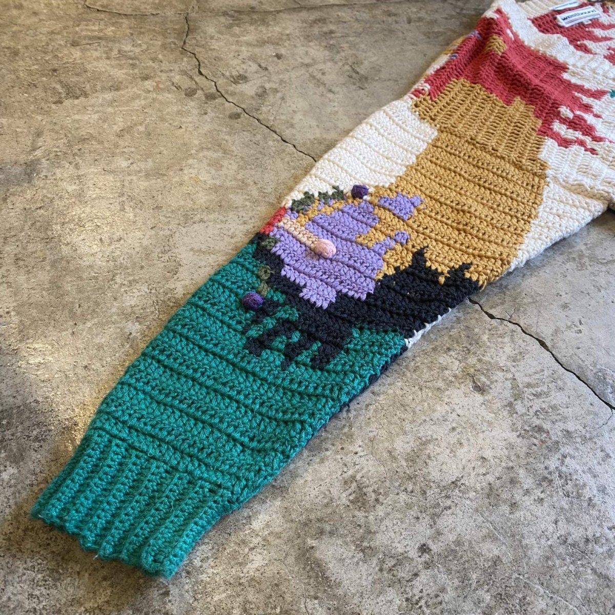 画像8: COLOR ALL OVER PATTERN COTTON KNIT CARDIGAN / Ladies M(L) (8)