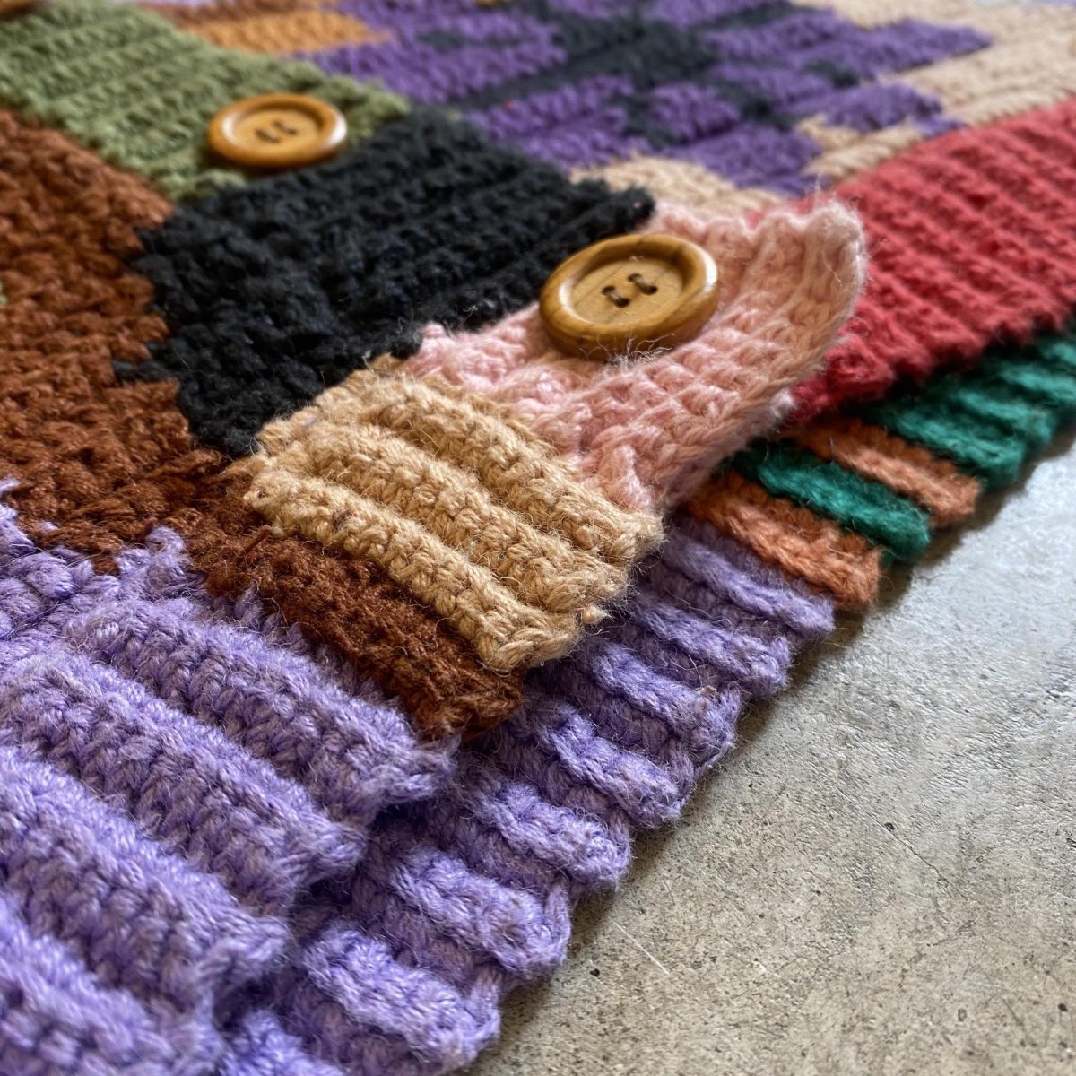 画像12: COLOR ALL OVER PATTERN COTTON KNIT CARDIGAN / Ladies M(L) (12)